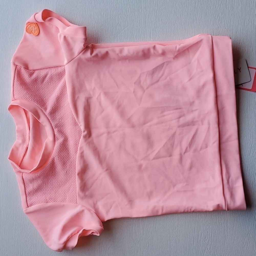 Seafolly Girl's Peek a Boo Pink Rashguard Swim Top 2 NWT